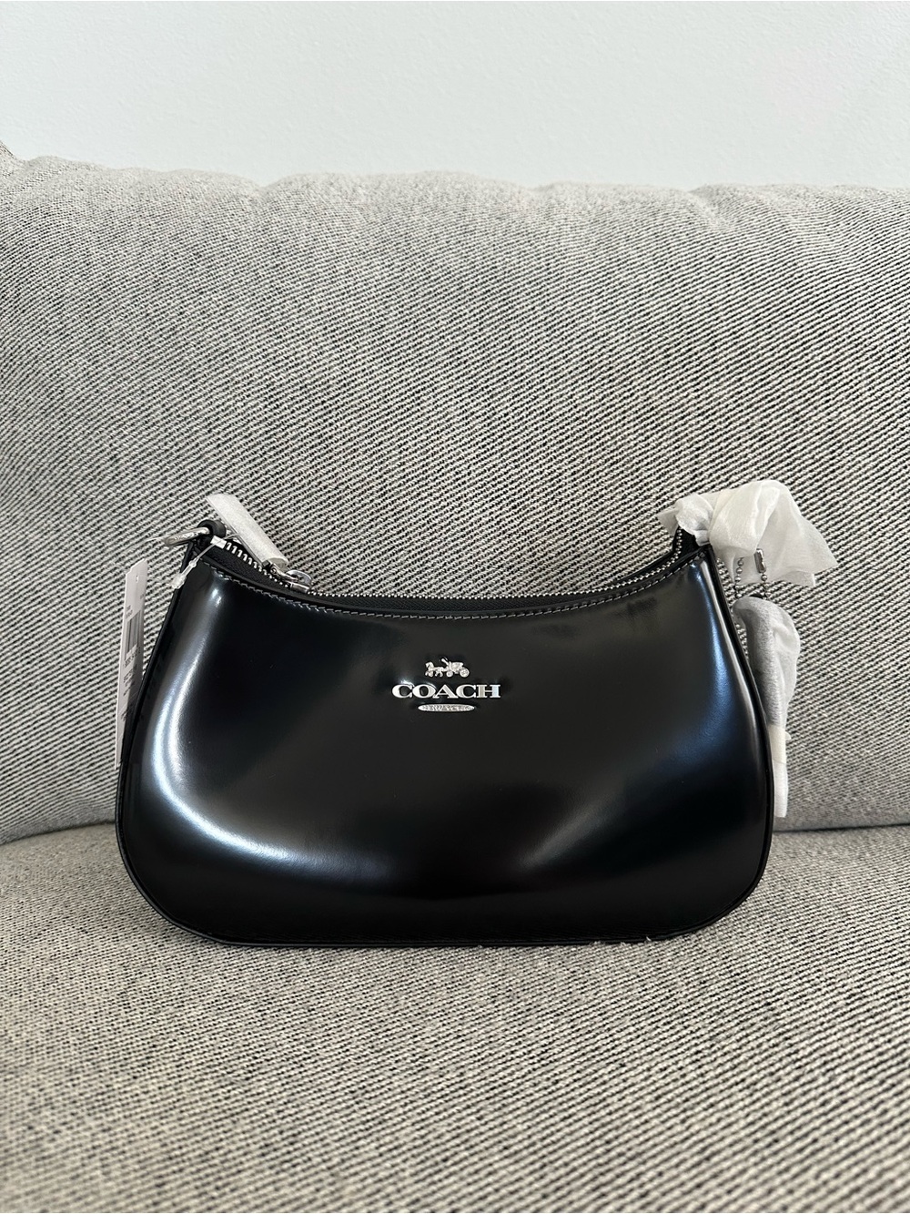 Coach Teri Shoulder Bag Crossbody In Leather Silver/Black CV938 NWT
